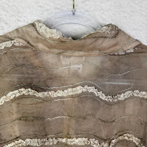 Coldwater Creek Shirt Womens 2X Brown Ombre Sheer Textured Button Front Blouse - Picture 8 of 11